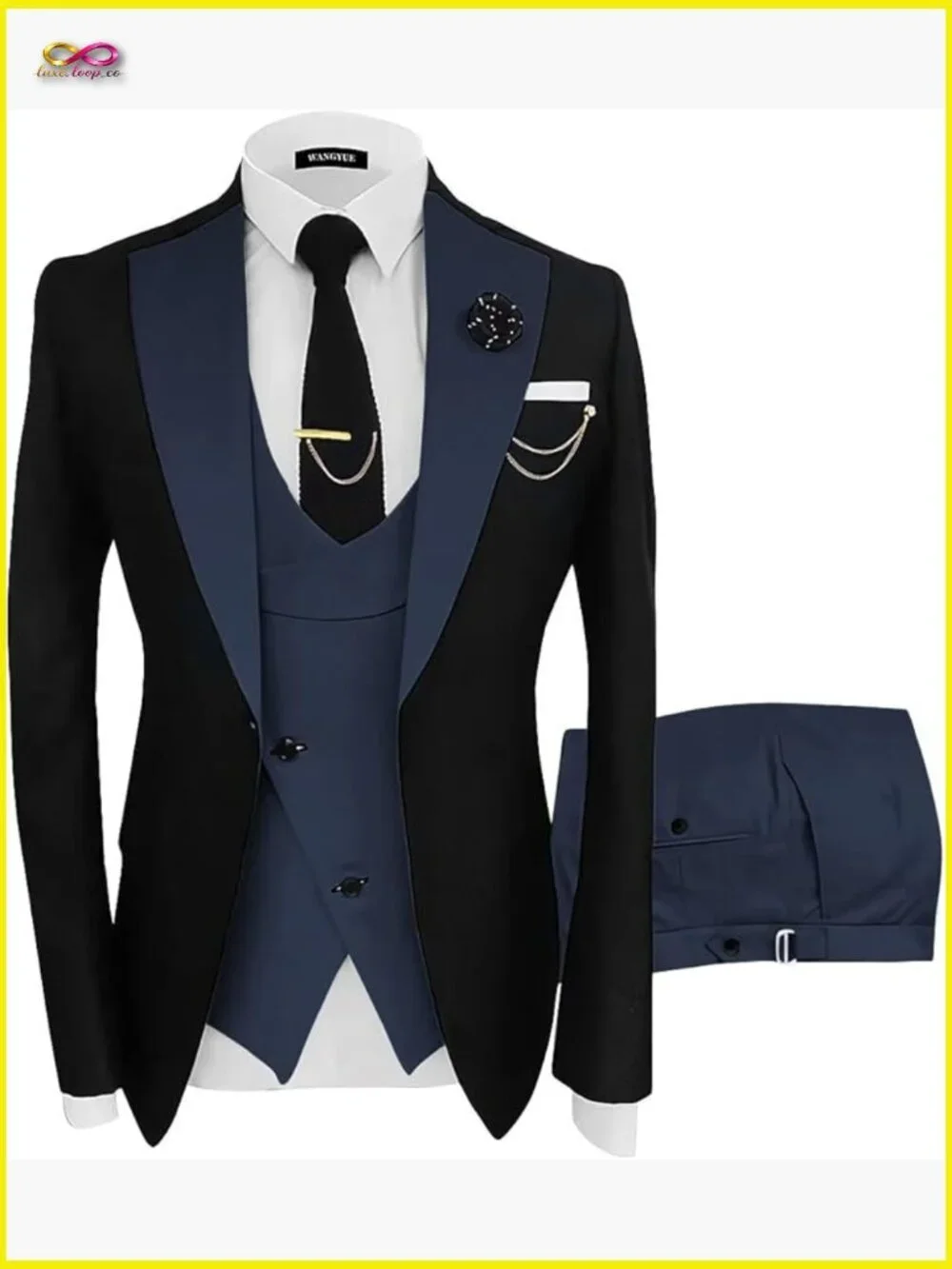 Slim Fit Three-Piece Suit Formal Business Wedding Prom Tuxedo Polyester Blend